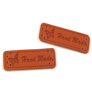 Handmade štítok - eko koža hnedá koňak